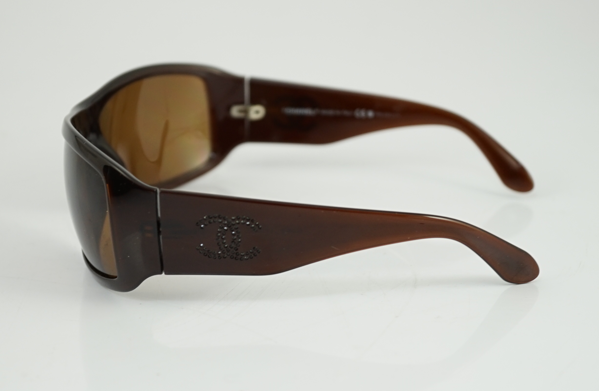 A pair of Chanel brown sunglasses